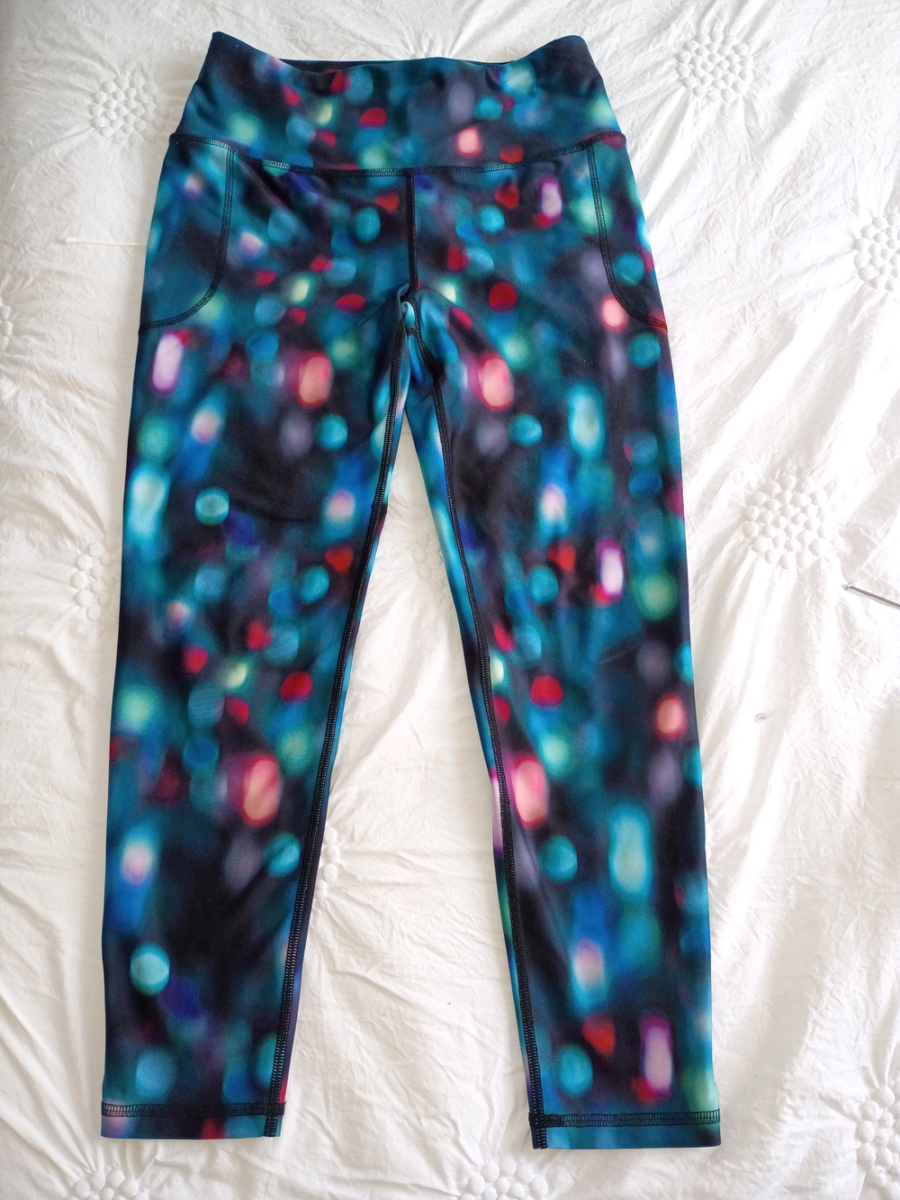 DSG Teal Multicolor Bokeh Print Leggings